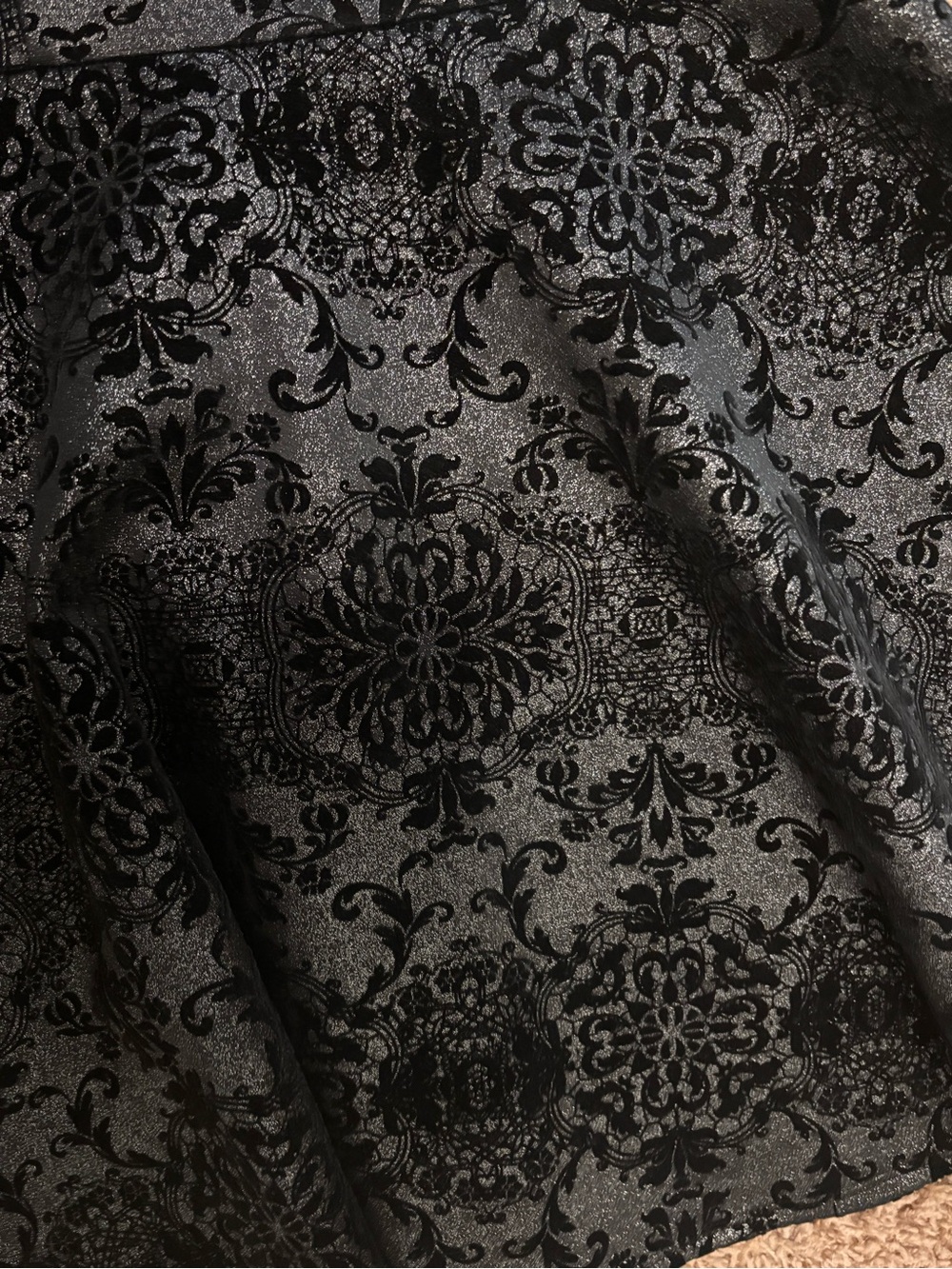 Fit & Flare Brocade Party Dress - whimsygoth- Black Silver Metallic Damask - L - Picture 6 of 10